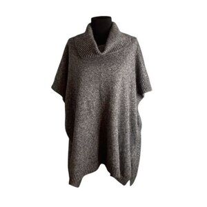 Old Navy Size M-L Poncho Sweater Gray Knit Cotton Blend Cozy Layering Piece Soft